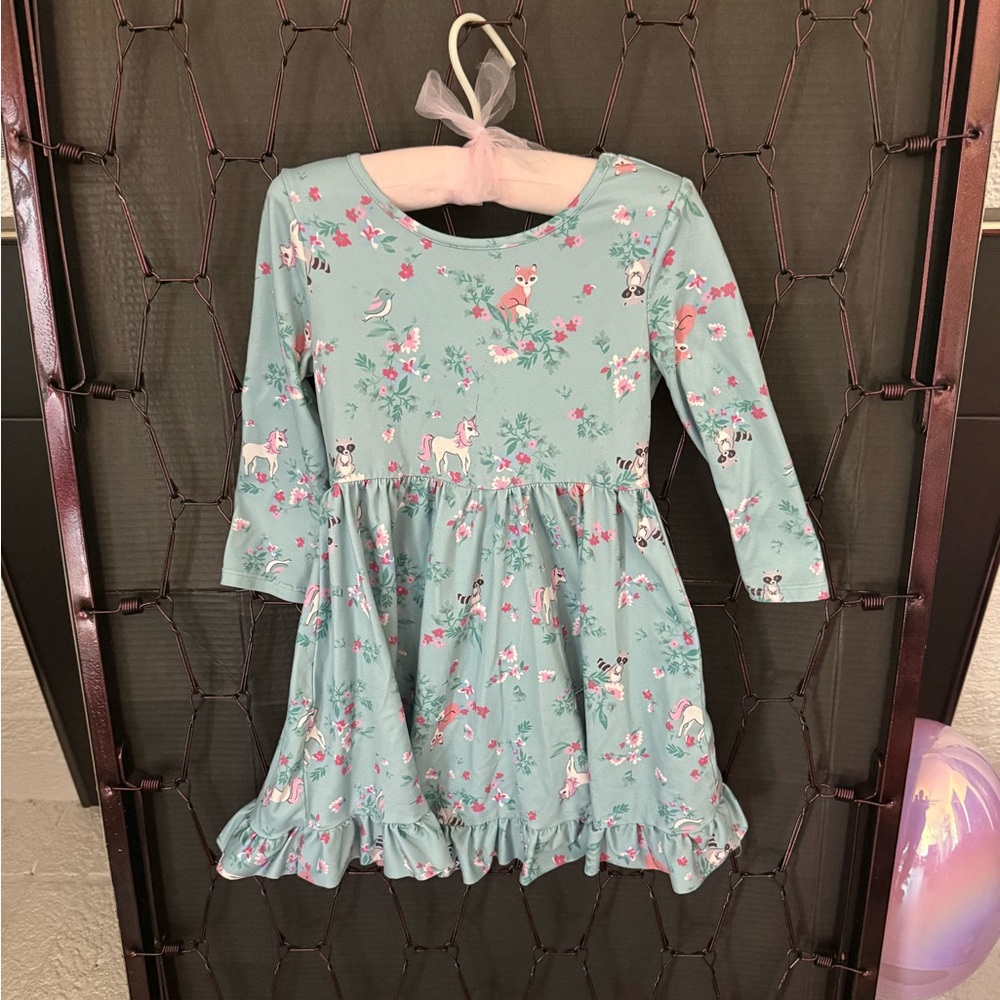 Adorable Mint Green Kids Dress with Floral Print